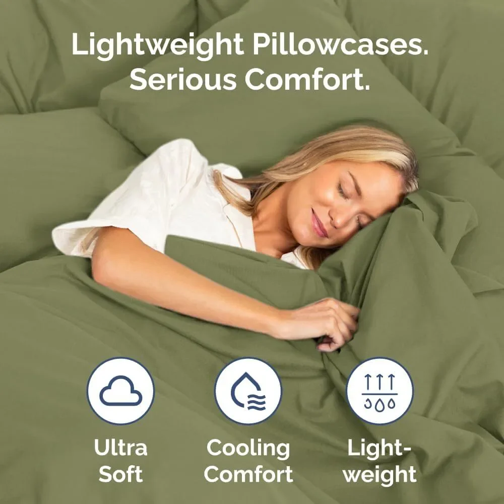 King Pillow Cases Set Of 2 - Ultra Soft Pillowcase Covers - Sage Green